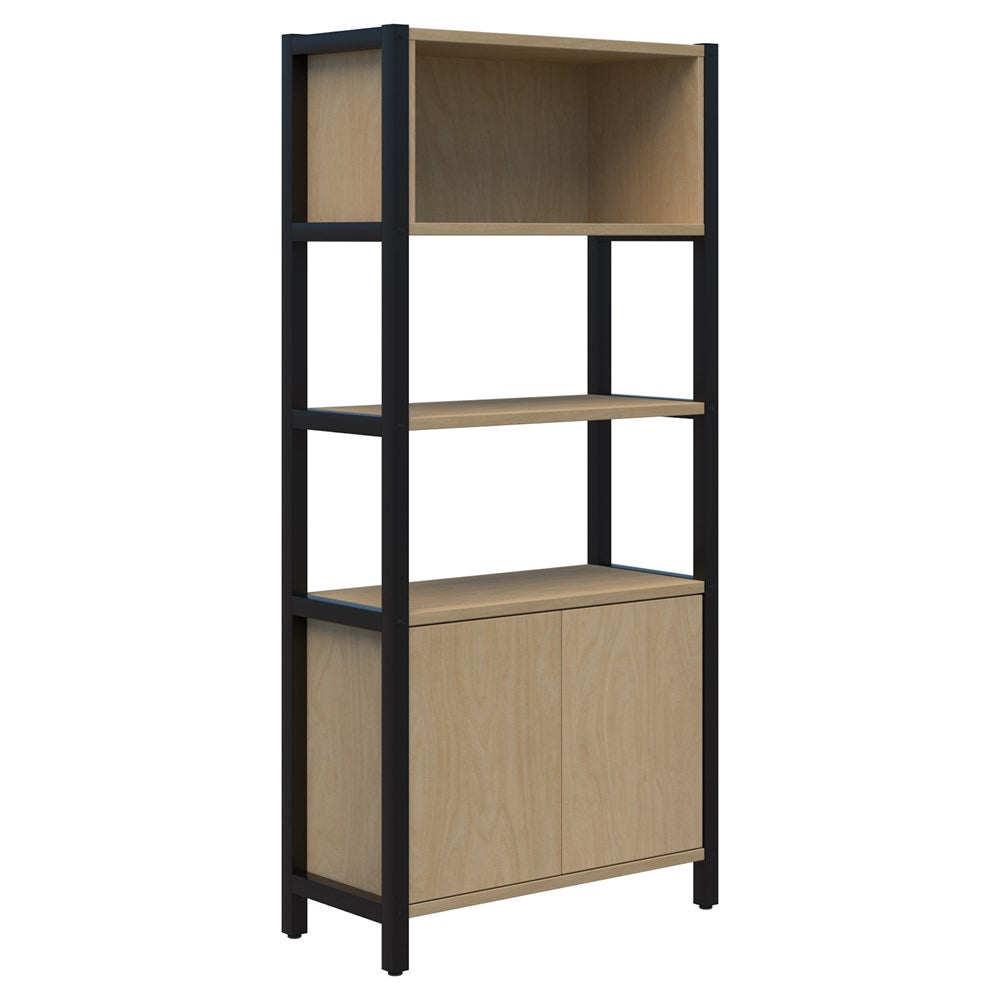 Grid 40 - Single Bay - 1890mm High-Storage-Raw Birch-Black-Commercial Traders - Office Furniture
