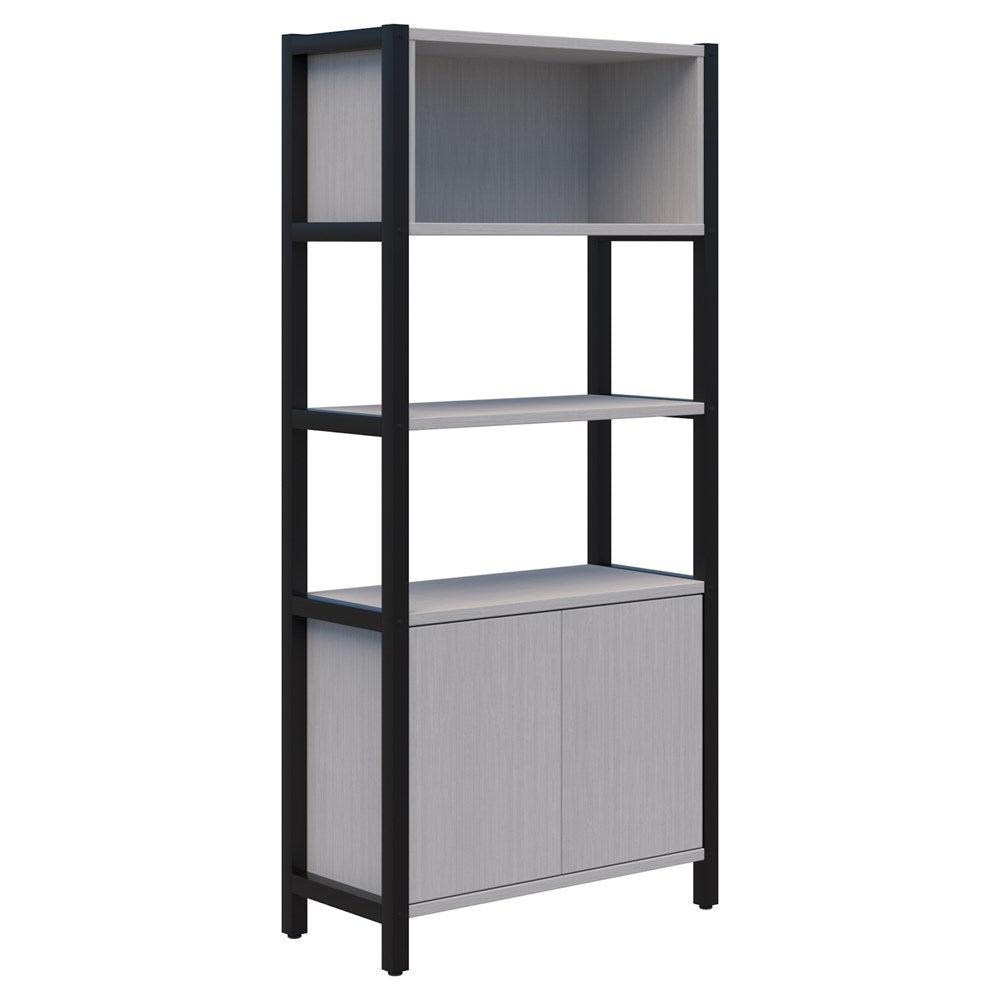 Grid 40 - Single Bay - 1890mm High-Storage-Silver Strata-Black-Commercial Traders - Office Furniture