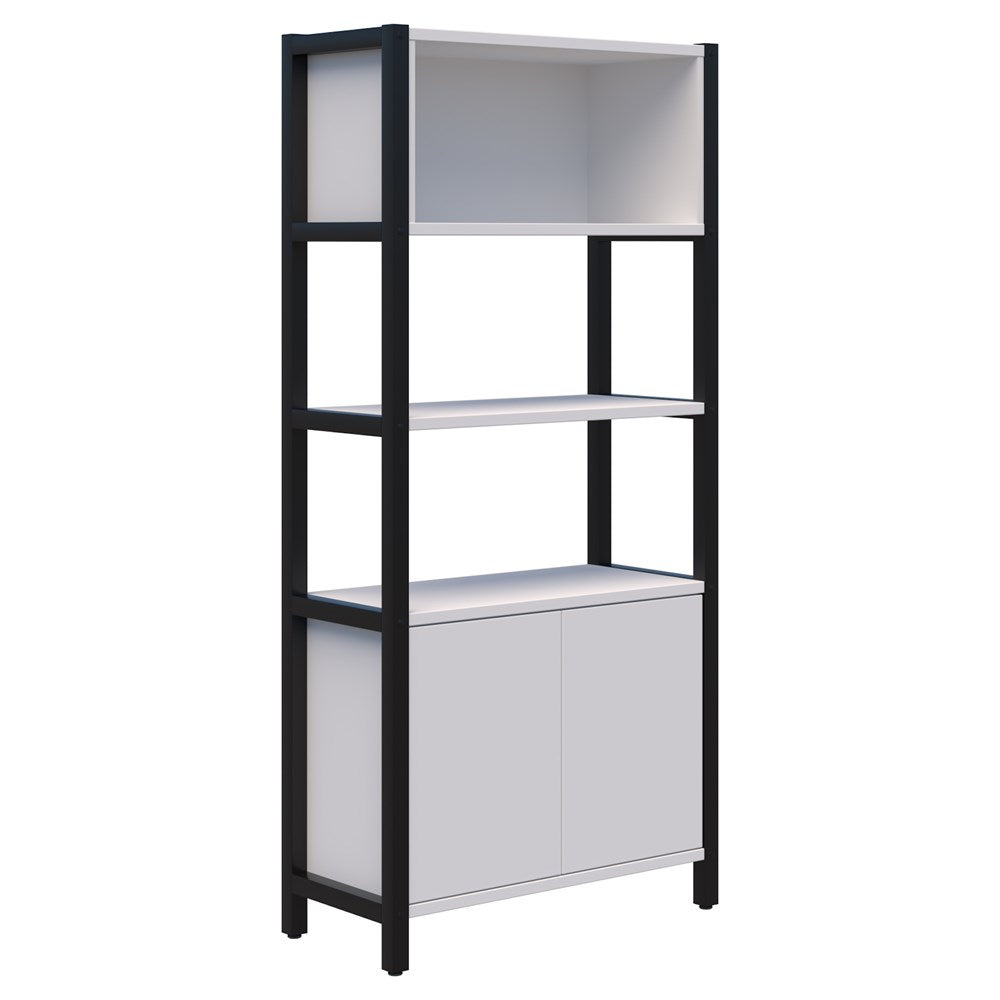 Grid 40 - Single Bay - 1890mm High-Storage-Snow Velvet-Black-Commercial Traders - Office Furniture