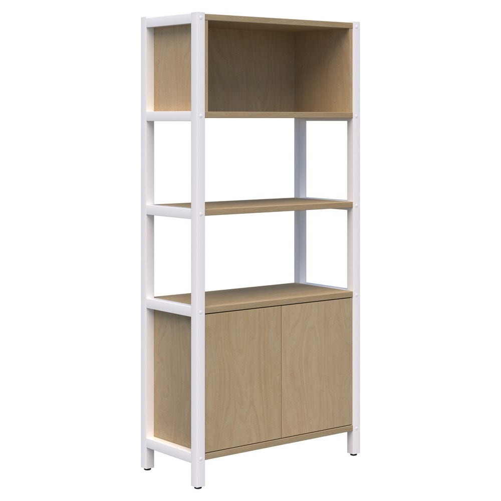 Grid 40 - Single Bay - 1890mm High-Storage-Raw Birch-White-Commercial Traders - Office Furniture
