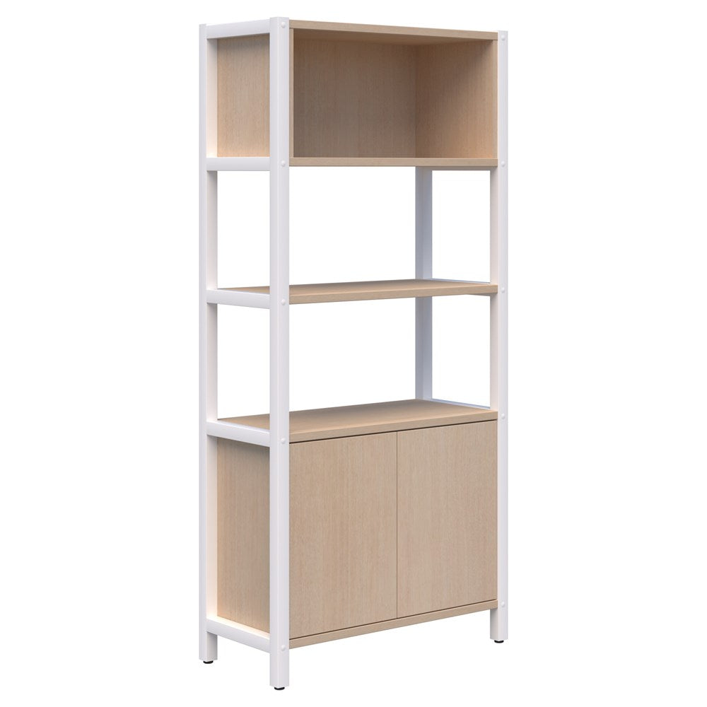 Grid 40 - Single Bay - 1890mm High-Storage-Refined Oak-White-Commercial Traders - Office Furniture