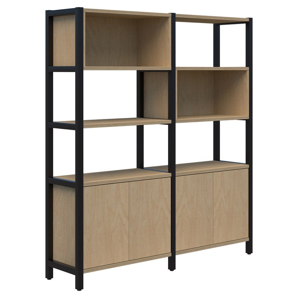 Grid 40 - Double Bay - 1890mm High-Office Partitons-Raw Birch-Black-Commercial Traders - Office Furniture