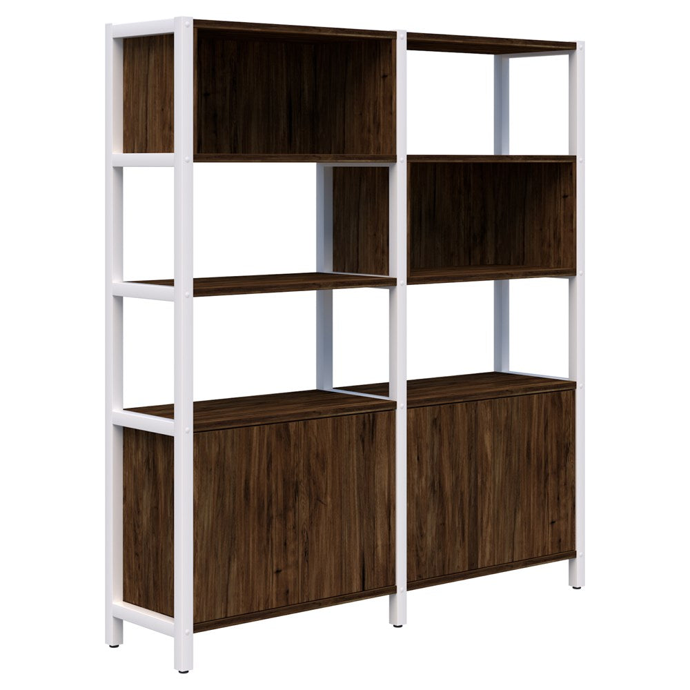 Grid 40 - Double Bay - 1890mm High-Office Partitons-Aged Walnut-White-Commercial Traders - Office Furniture