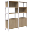 Grid 40 - Double Bay - 1890mm High-Office Partitons-Classic Oak-White-Commercial Traders - Office Furniture