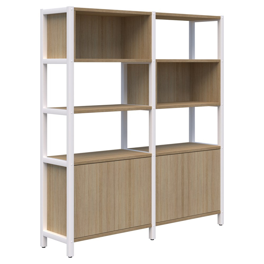 Grid 40 - Double Bay - 1890mm High-Office Partitons-Classic Oak-White-Commercial Traders - Office Furniture