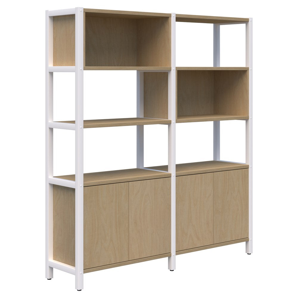 Grid 40 - Double Bay - 1890mm High-Office Partitons-Raw Birch-White-Commercial Traders - Office Furniture