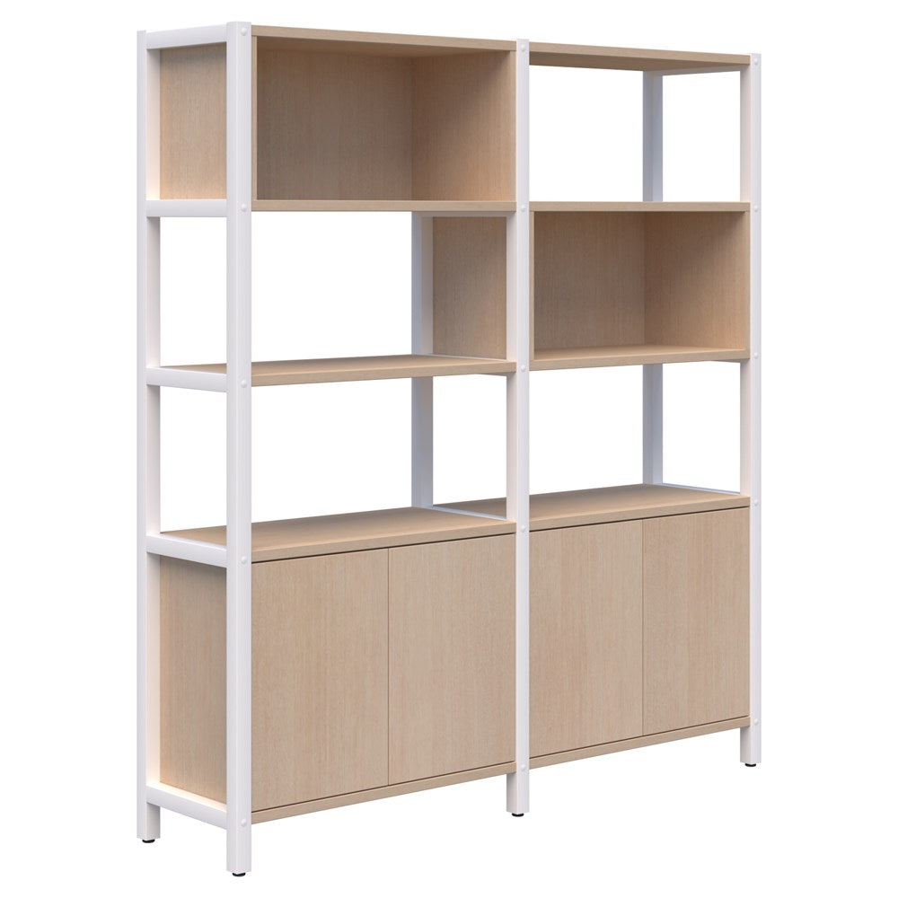 Grid 40 - Double Bay - 1890mm High-Office Partitons-Refined Oak-White-Commercial Traders - Office Furniture