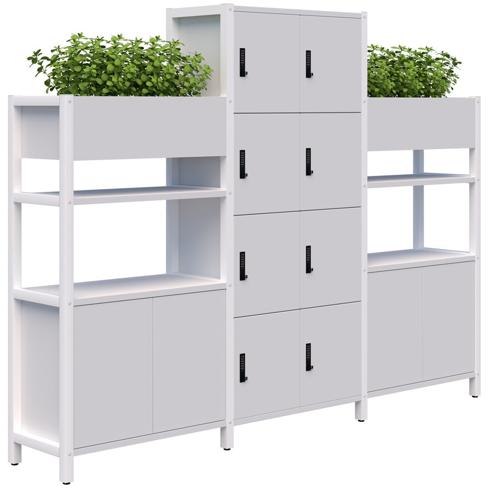 Grid 40 Locker 4H x 4W/Planter Display Wall 4-5 Tier Digital Locking 1500/1890H x 400D-Storage-Snow Velvet-White-Digital Lock-Commercial Traders - Office Furniture
