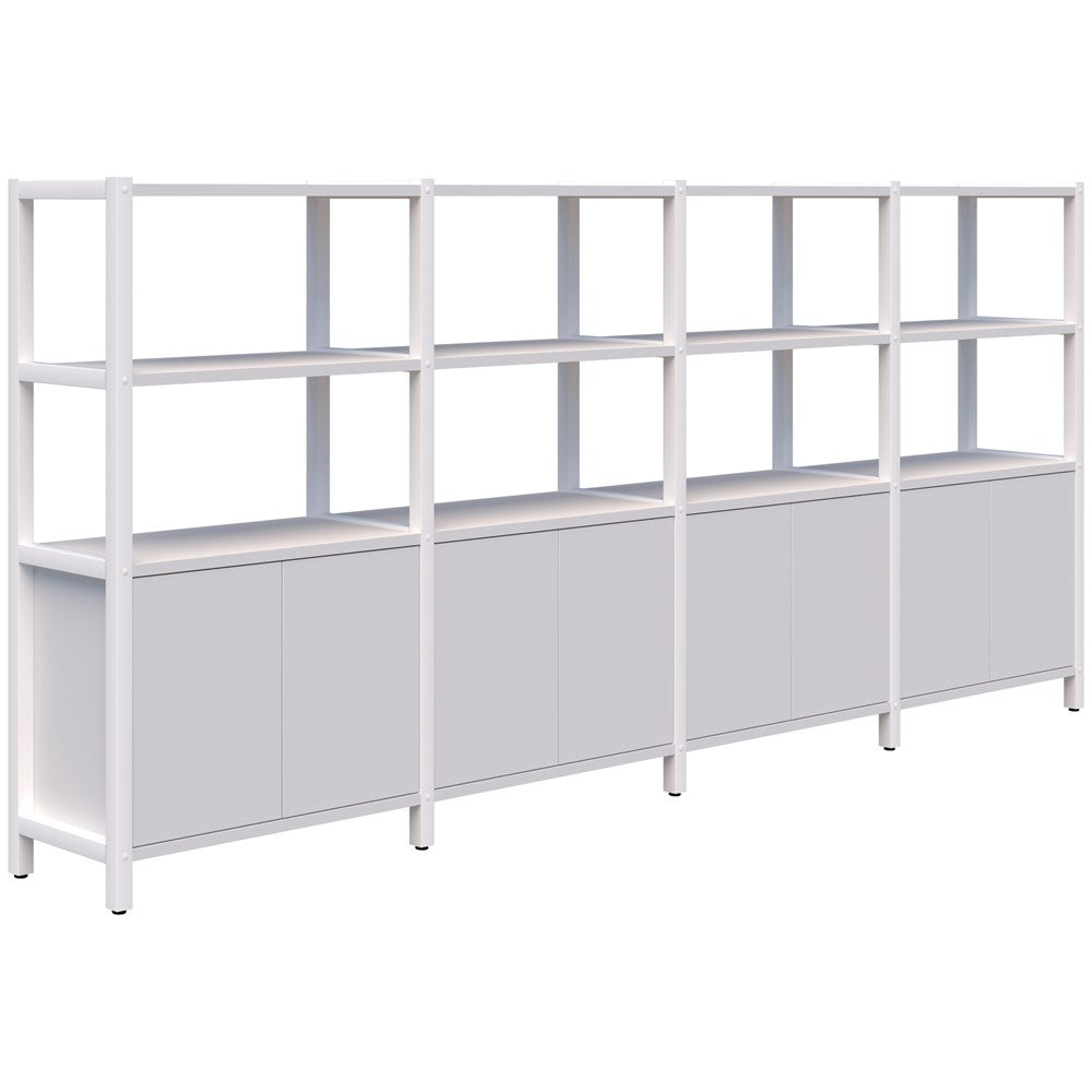 Grid 40 Storage/Open Display Wall 4 Tier 1500H x 400D-Storage-Snow Velvet-White-3400w-Commercial Traders - Office Furniture