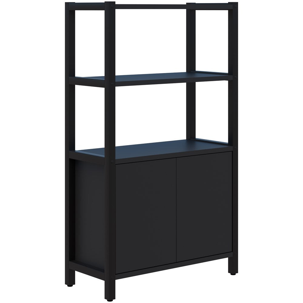 Grid 40 Storage/Open Display Wall 4 Tier 1500H x 400D-Storage-Black-Black-880w-Commercial Traders - Office Furniture