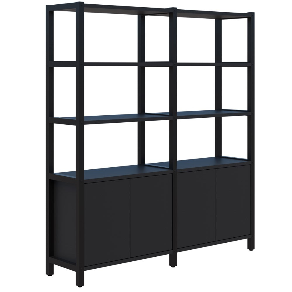 Grid 40 Storage/Open Display Wall 5 Tier 1890H x 400D-Storage-Black-Black-1720w-Commercial Traders - Office Furniture