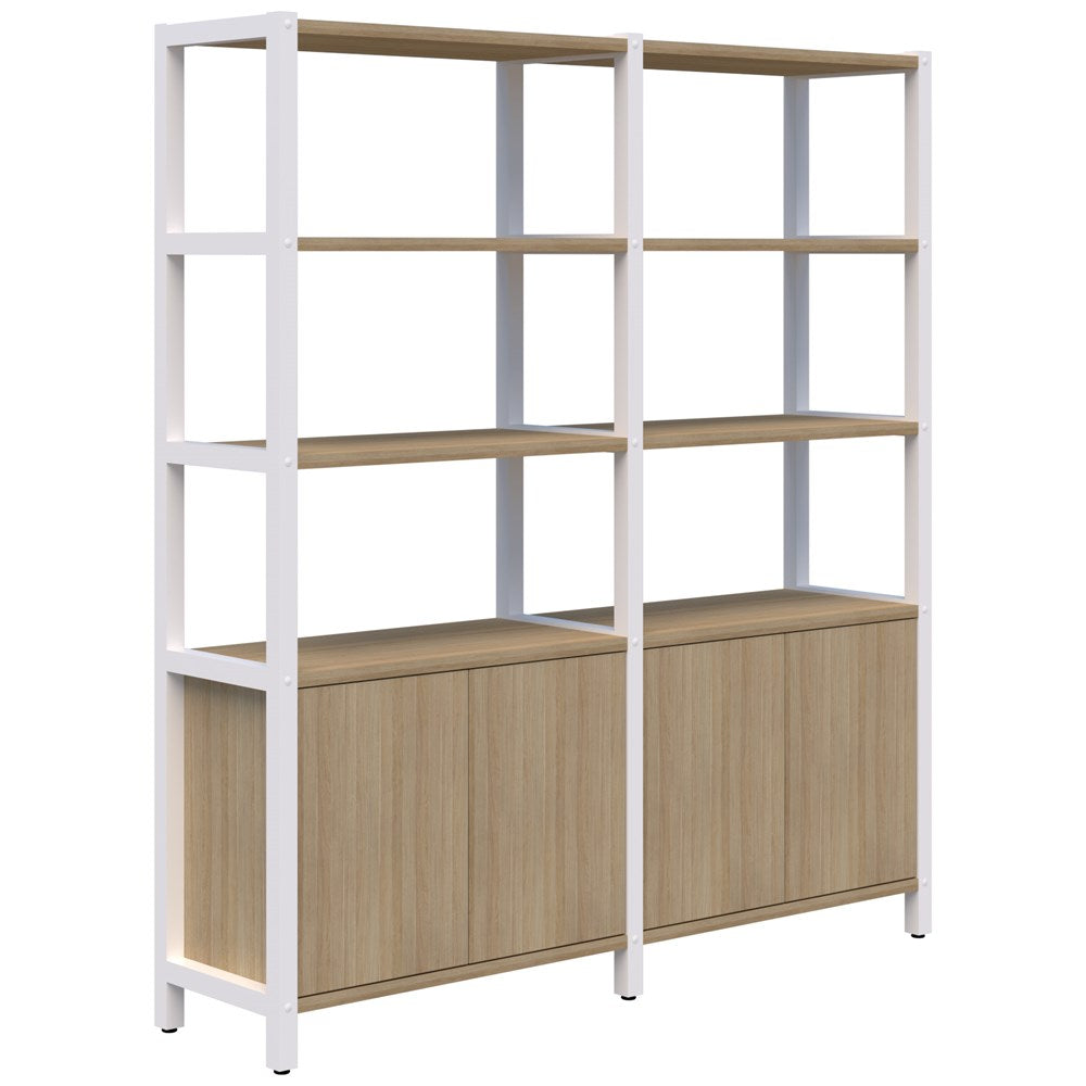 Grid 40 Storage/Open Display Wall 5 Tier 1890H x 400D-Storage-Classic Oak-White-1720w-Commercial Traders - Office Furniture