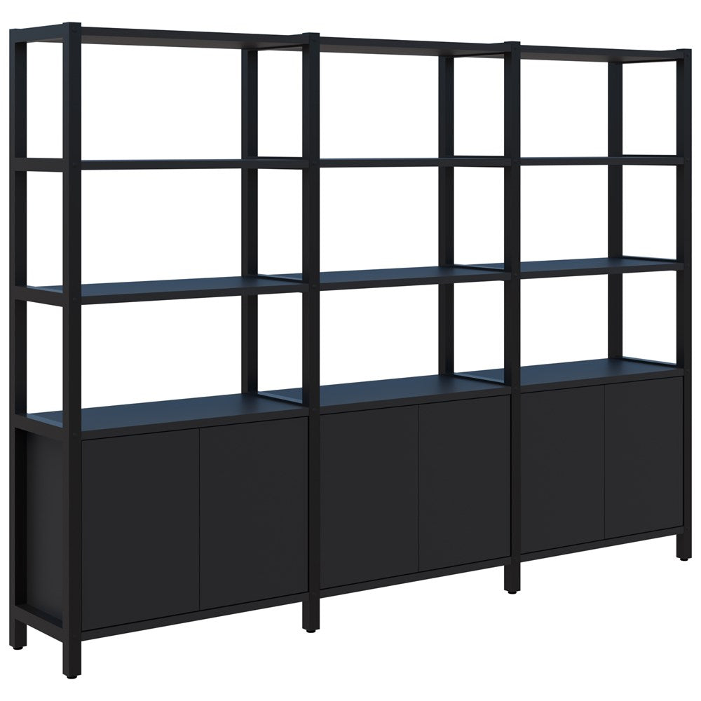 Grid 40 Storage/Open Display Wall 5 Tier 1890H x 400D-Storage-Black-Black-2560w-Commercial Traders - Office Furniture