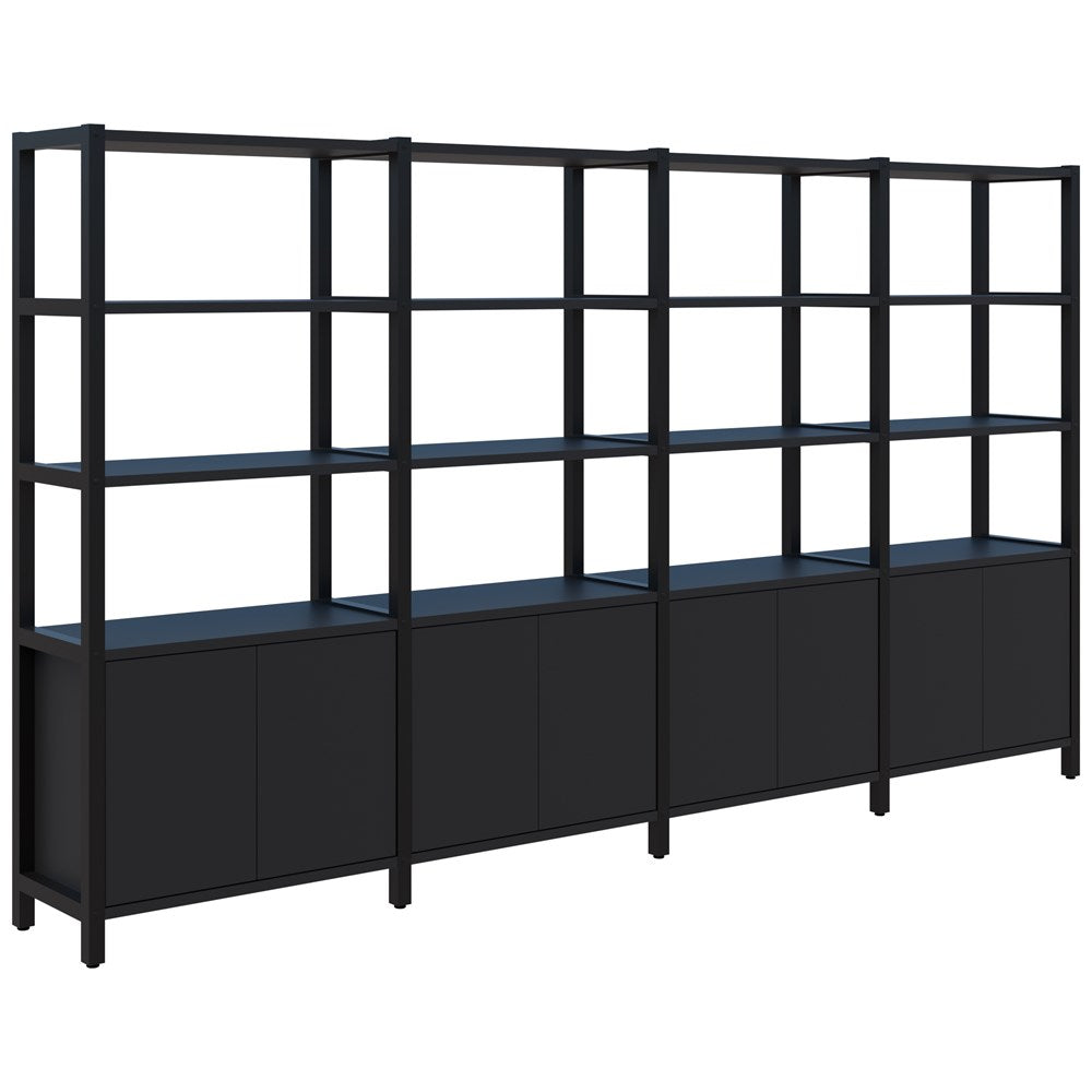 Grid 40 Storage/Open Display Wall 5 Tier 1890H x 400D-Storage-Black-Black-3400w-Commercial Traders - Office Furniture