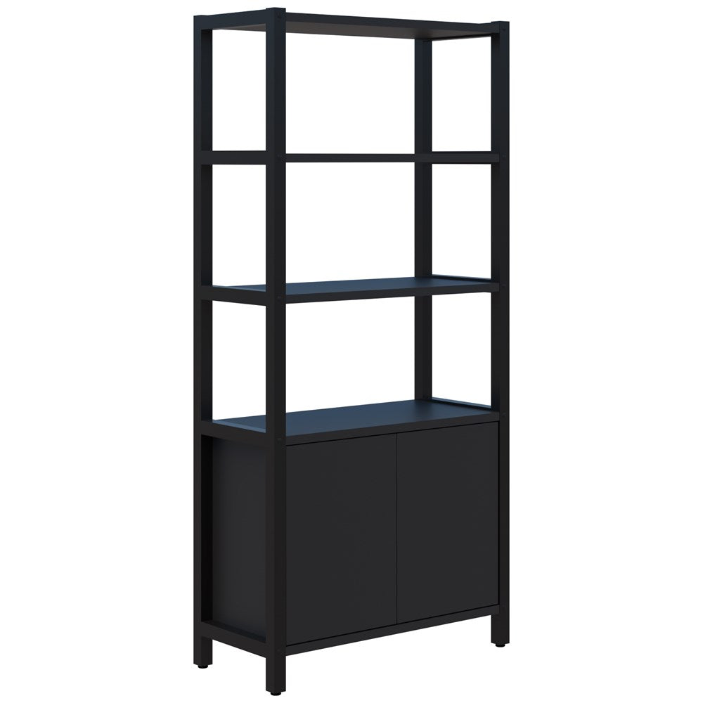 Grid 40 Storage/Open Display Wall 5 Tier 1890H x 400D-Storage-Black-Black-880w-Commercial Traders - Office Furniture