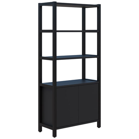 Grid 40 Storage/Open Display Wall 5 Tier 1890H x 400D-Storage-Black-Black-880w-Commercial Traders - Office Furniture