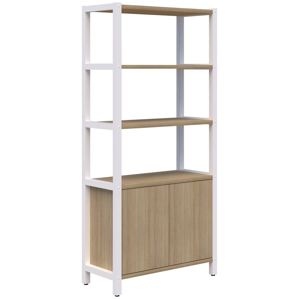 Grid 40 Storage/Open Display Wall 5 Tier 1890H x 400D-Storage-Classic Oak-White-880w-Commercial Traders - Office Furniture