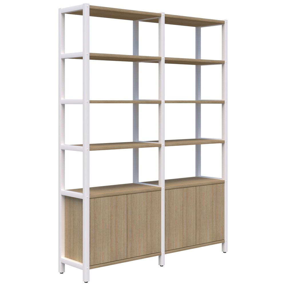 Grid 40 Storage/Open Display Wall 6 Tier 2280H x 400D-Storage-Classic Oak-White-1720-Commercial Traders - Office Furniture