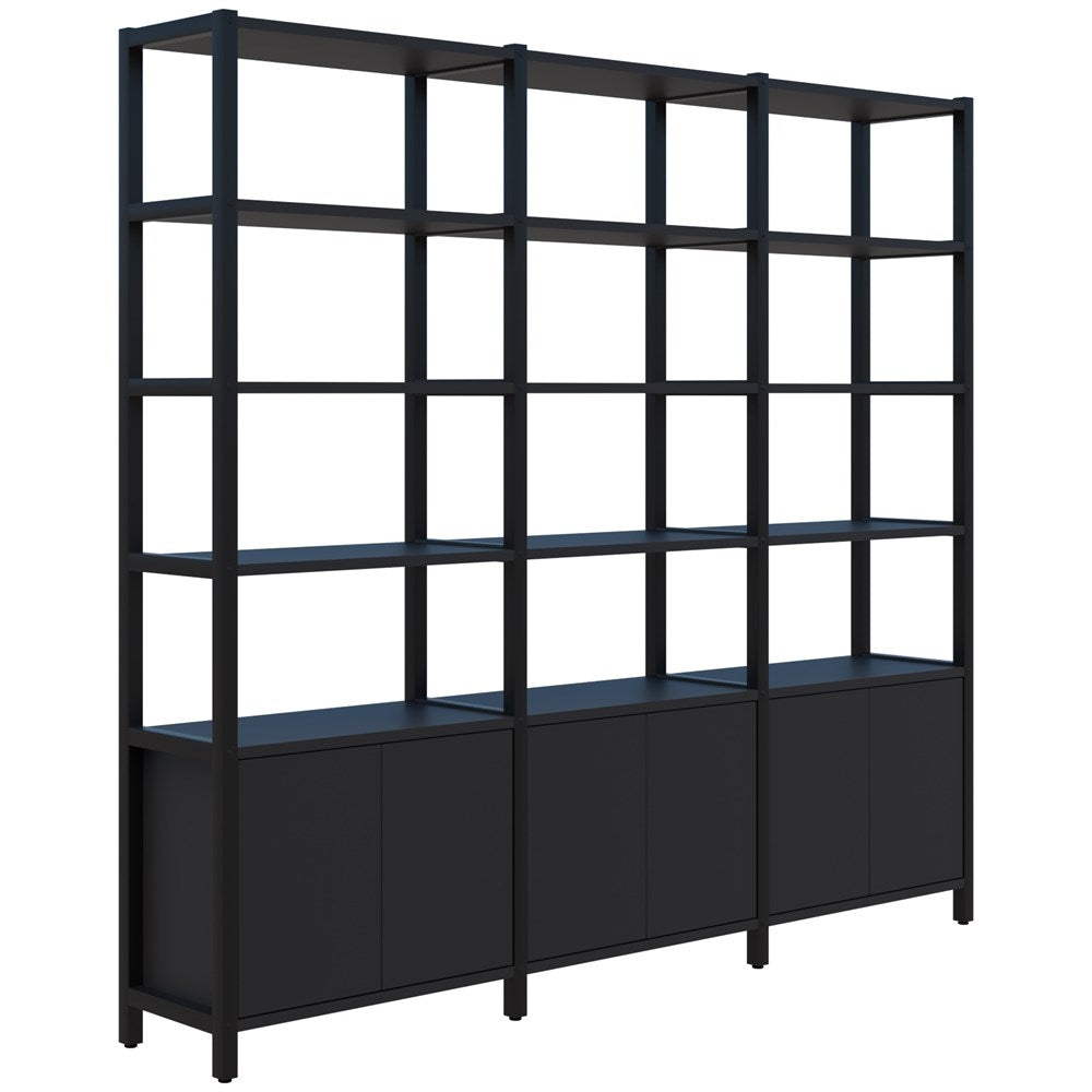 Grid 40 Storage/Open Display Wall 6 Tier 2280H x 400D-Storage-Black-Black-2560-Commercial Traders - Office Furniture