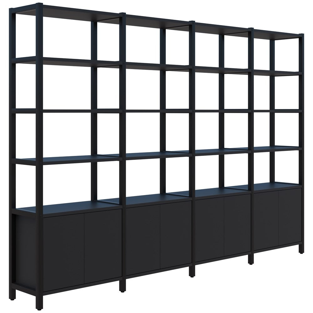 Grid 40 Storage/Open Display Wall 6 Tier 2280H x 400D-Storage-Black-Black-3400-Commercial Traders - Office Furniture