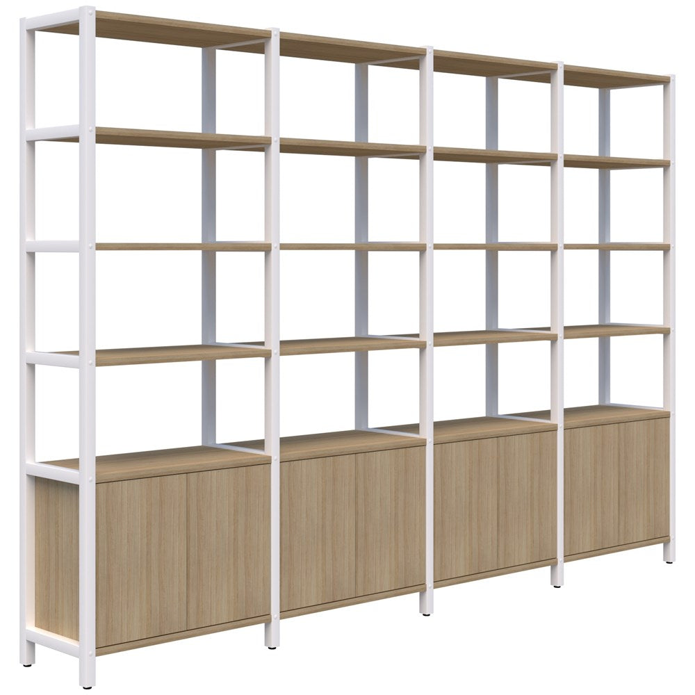 Grid 40 Storage/Open Display Wall 6 Tier 2280H x 400D-Storage-Classic Oak-White-3400-Commercial Traders - Office Furniture