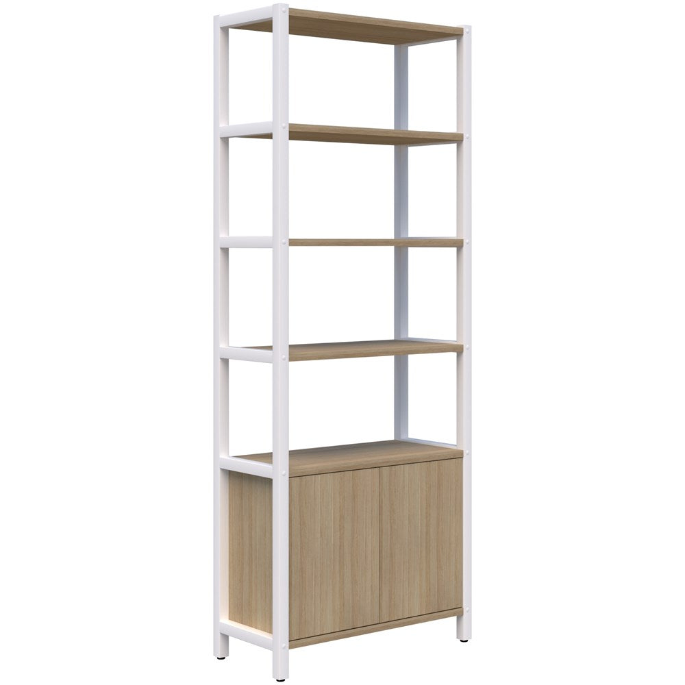 Grid 40 Storage/Open Display Wall 6 Tier 2280H x 400D-Storage-Classic Oak-White-880-Commercial Traders - Office Furniture