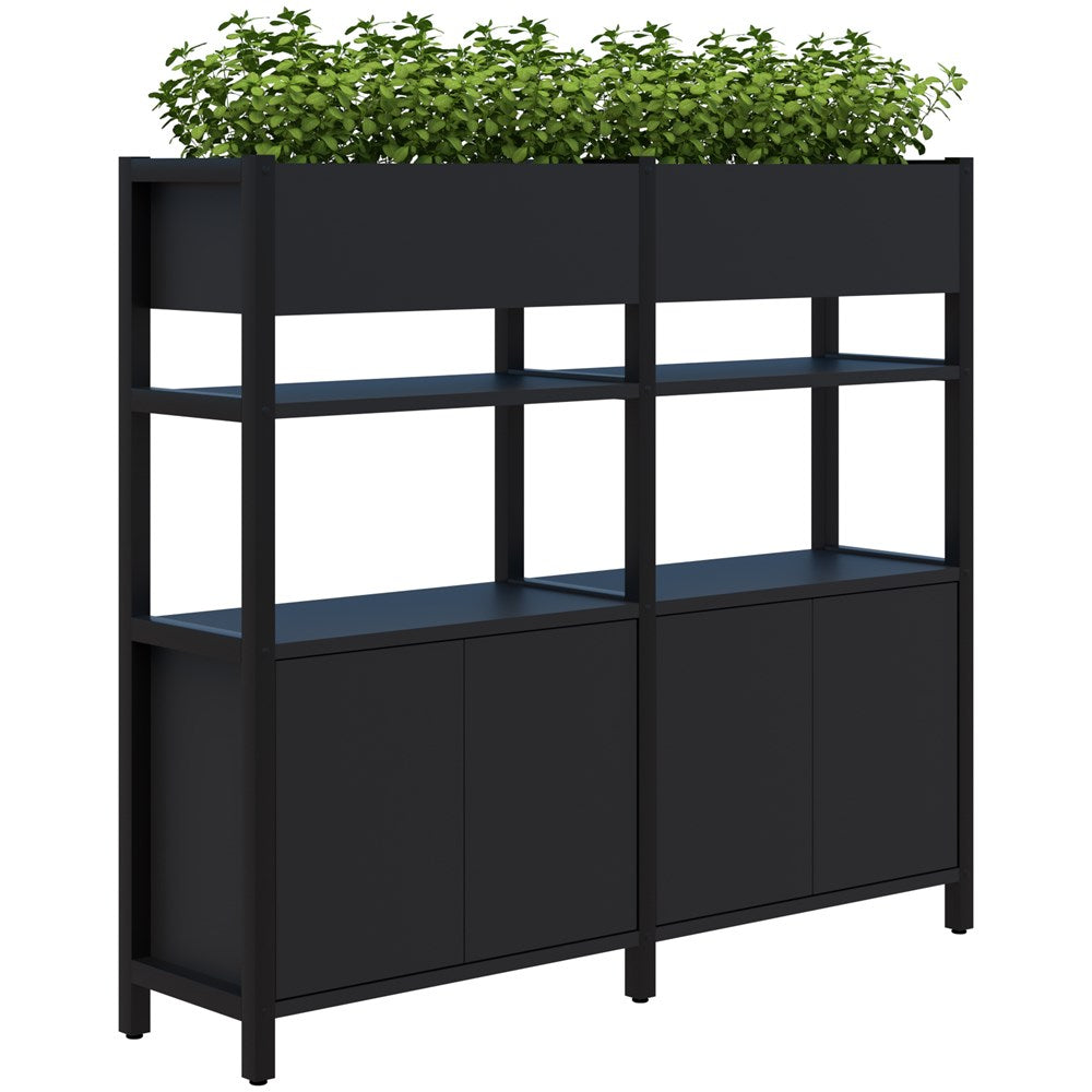Grid 40 Storage/Planter Display Wall 4 Tier 1500H x 400D-Storage-Black-Black-1720w-Commercial Traders - Office Furniture