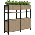 Grid 40 Storage/Planter Display Wall 4 Tier 1500H x 400D-Storage-Classic Oak-Black-1720w-Commercial Traders - Office Furniture