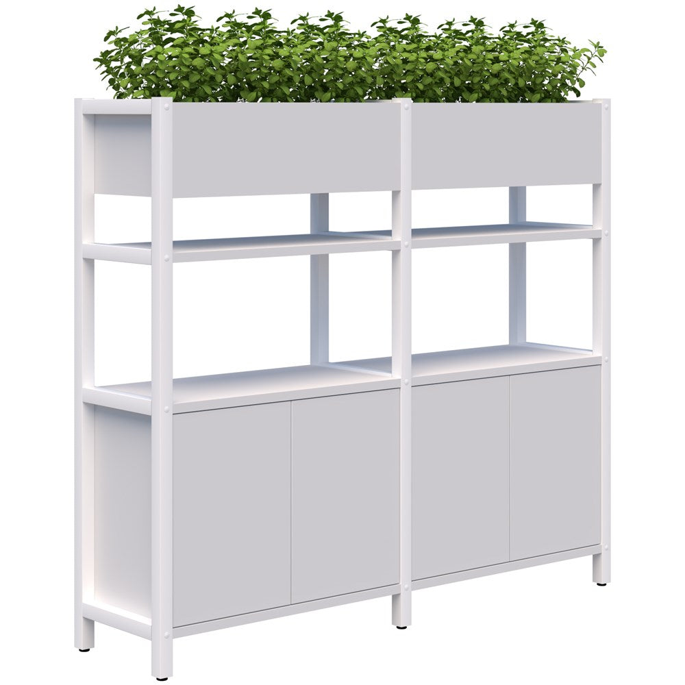 Grid 40 Storage/Planter Display Wall 4 Tier 1500H x 400D-Storage-Snow Velvet-White-1720w-Commercial Traders - Office Furniture