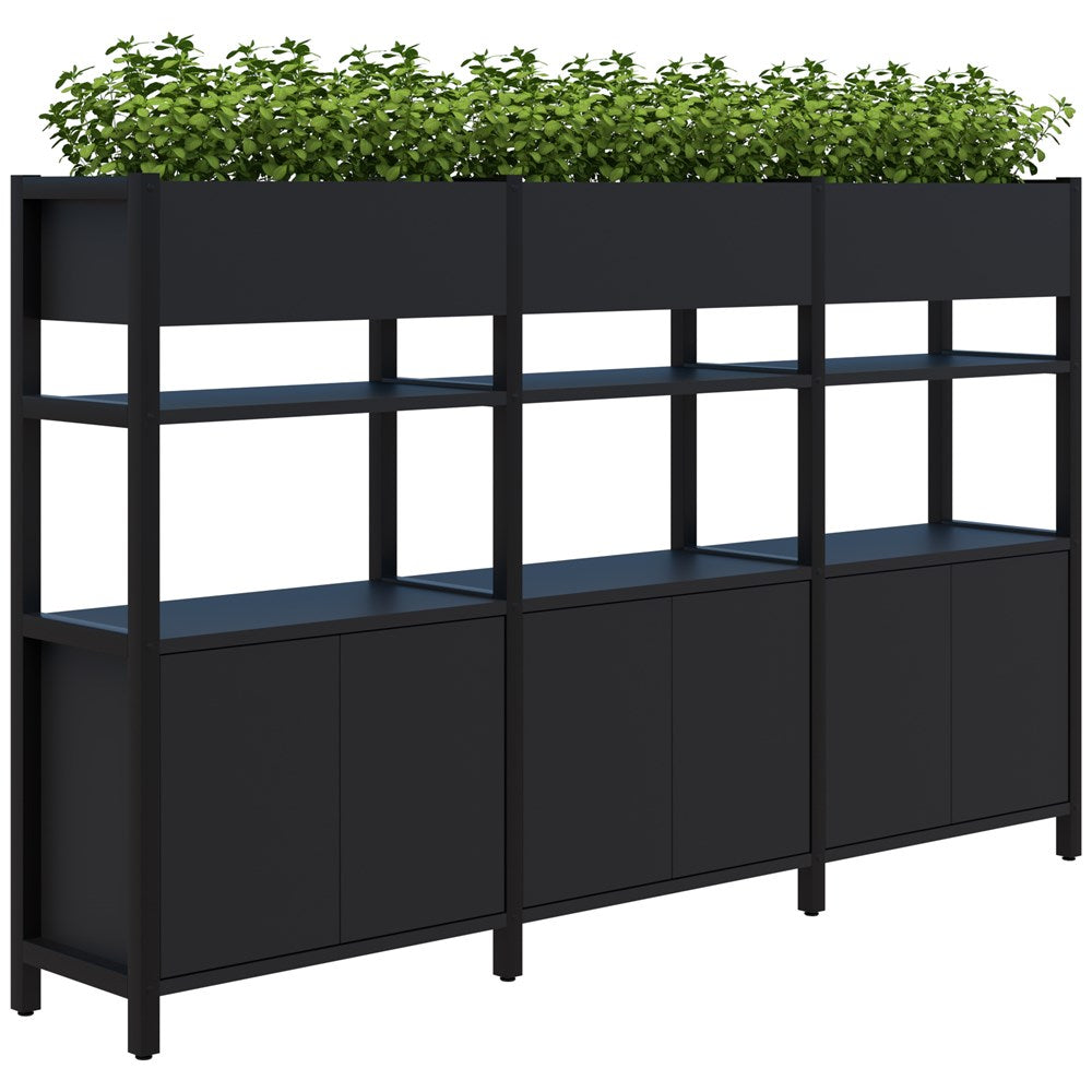 Grid 40 Storage/Planter Display Wall 4 Tier 1500H x 400D-Storage-Black-Black-2560w-Commercial Traders - Office Furniture