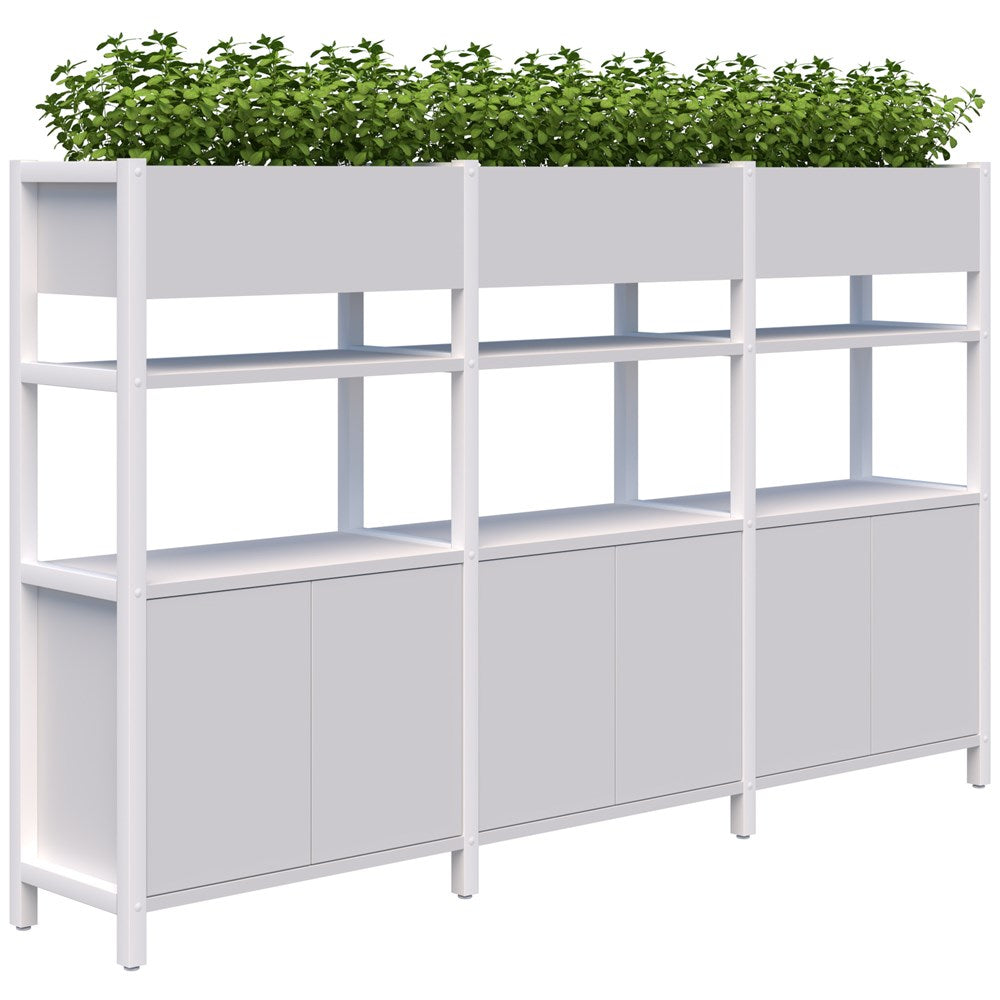 Grid 40 Storage/Planter Display Wall 4 Tier 1500H x 400D-Storage-Snow Velvet-White-2560w-Commercial Traders - Office Furniture