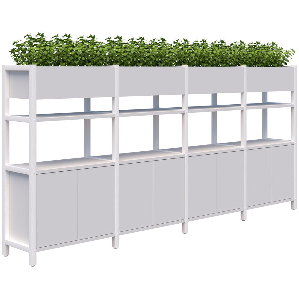 Grid 40 Storage/Planter Display Wall 4 Tier 1500H x 400D-Storage-Snow Velvet-White-3400w-Commercial Traders - Office Furniture