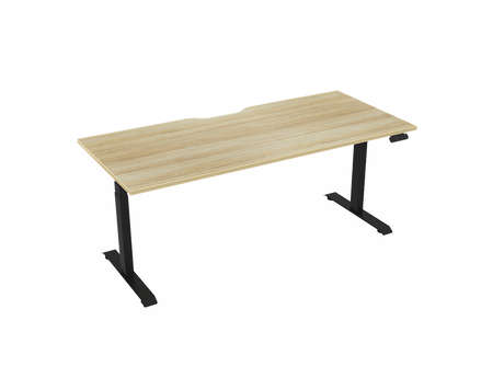 Haven Electric Standing Desk - Rectangular Top-Desking-1800 x 800-Atlantic Oak-Black-Commercial Traders - Office Furniture