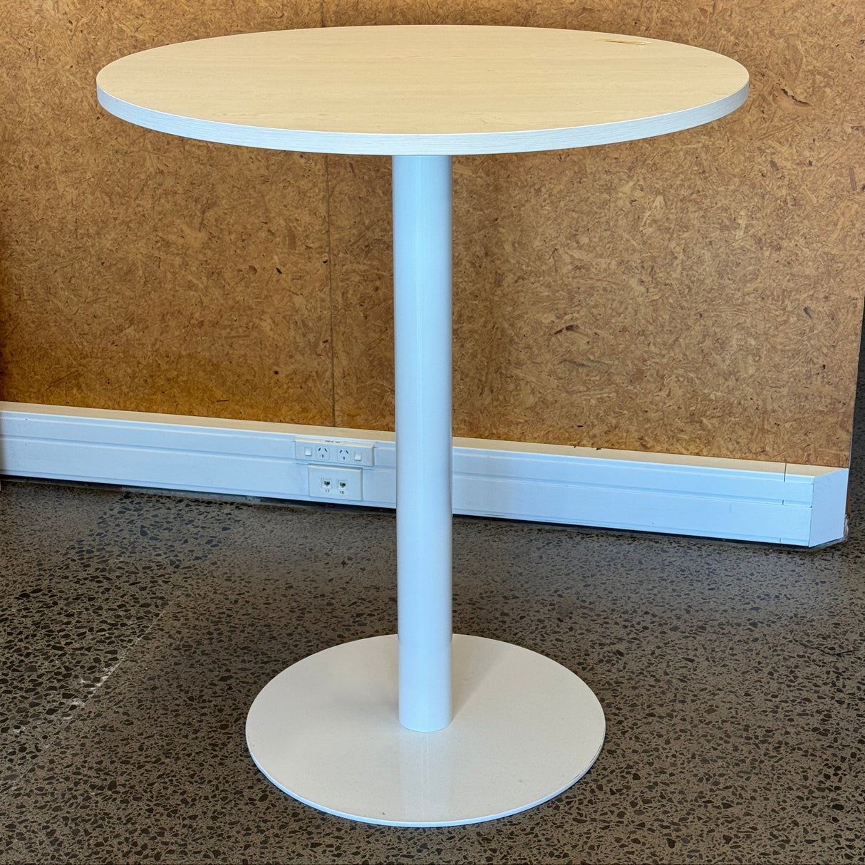 Supplier Clearance -Round Bar Leaner 900 dia - White Top-Clearance-White-Auckland Delivery-Commercial Traders - Office Furniture