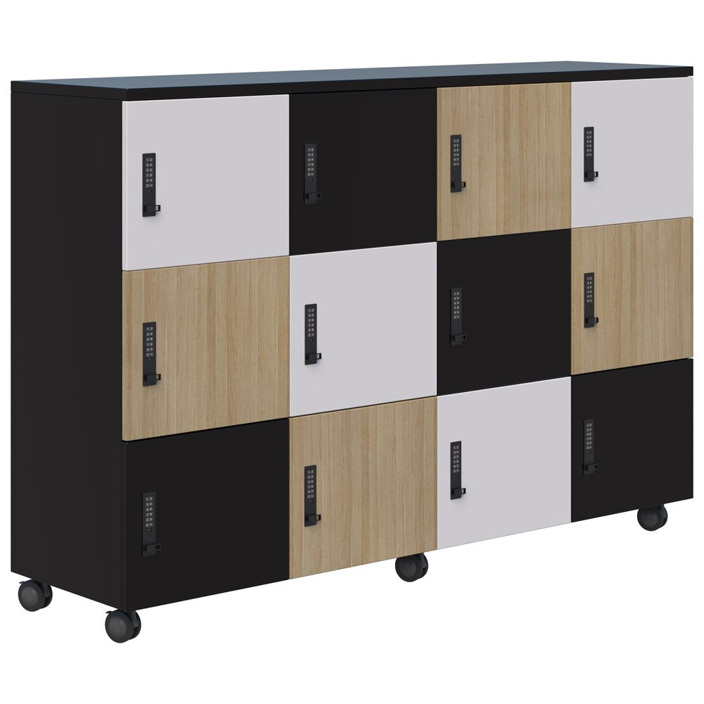 Mascot Mobile Lockers-Storage-Assorted (Classic Oak/Snow Velvet/Black)-Digital Locking-Commercial Traders - Office Furniture