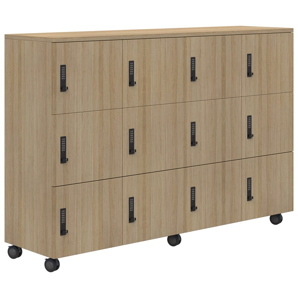 Mascot Mobile Lockers-Storage-Classic Oak-Digital Locking-Commercial Traders - Office Furniture