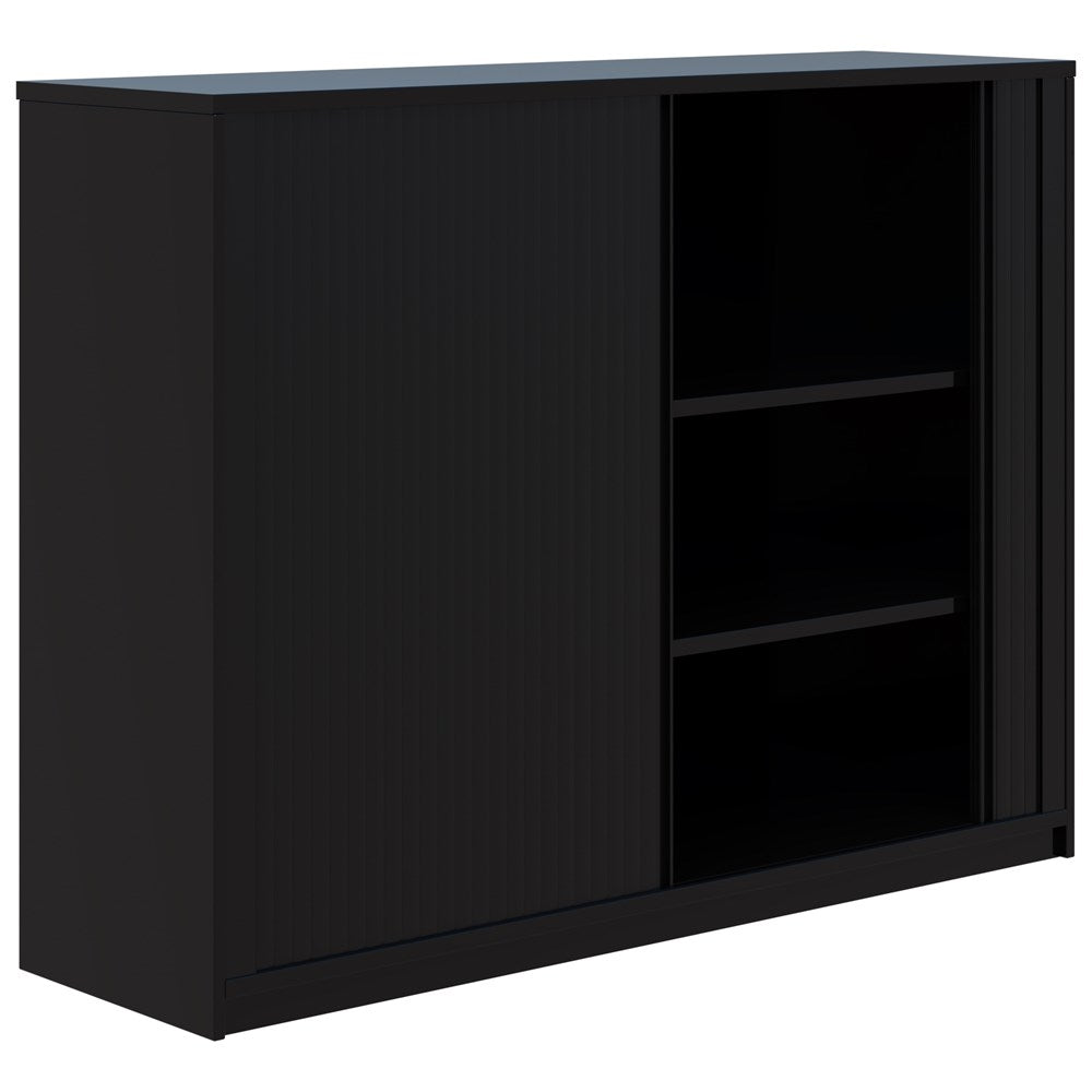 Rapid Tambour - Low-Office Storage-1200Hx1600L (non locking)-Black-Commercial Traders - Office Furniture