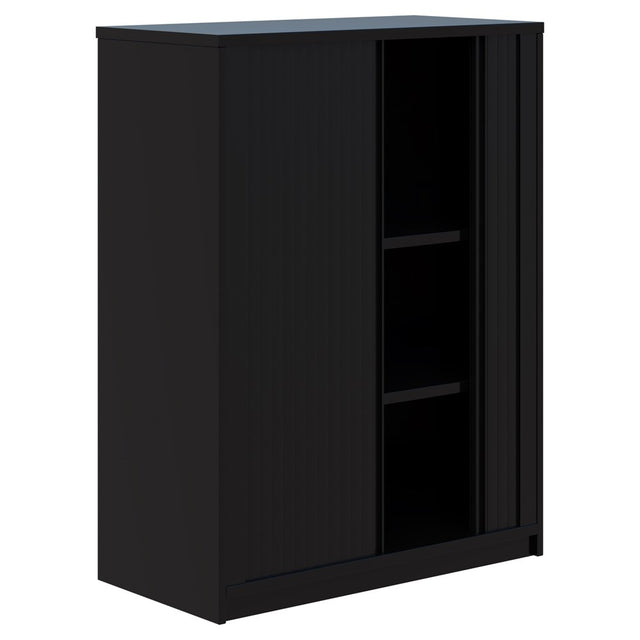 Rapid Tambour - Low-Office Storage-1200Hx900L (non locking)-Black-Commercial Traders - Office Furniture
