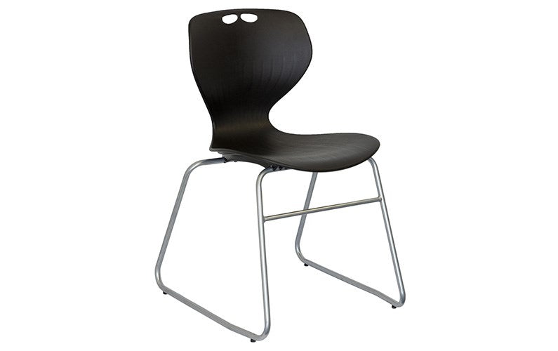Mata Chair - Sled Base-Lunchroom Chairs-Black-No seat pad-Commercial Traders - Office Furniture