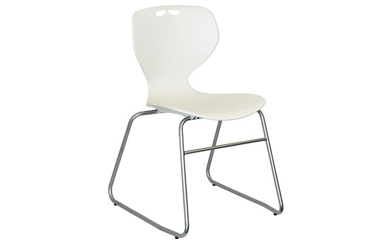 Mata Chair - Sled Base-Lunchroom Chairs-White-No seat pad-Commercial Traders - Office Furniture