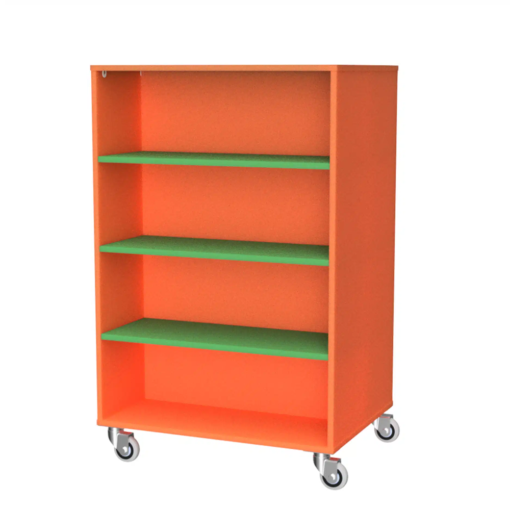 Bookcase Mobile Double Sided 800mm-Education Furniture-Blue/White-Commercial Traders - Office Furniture