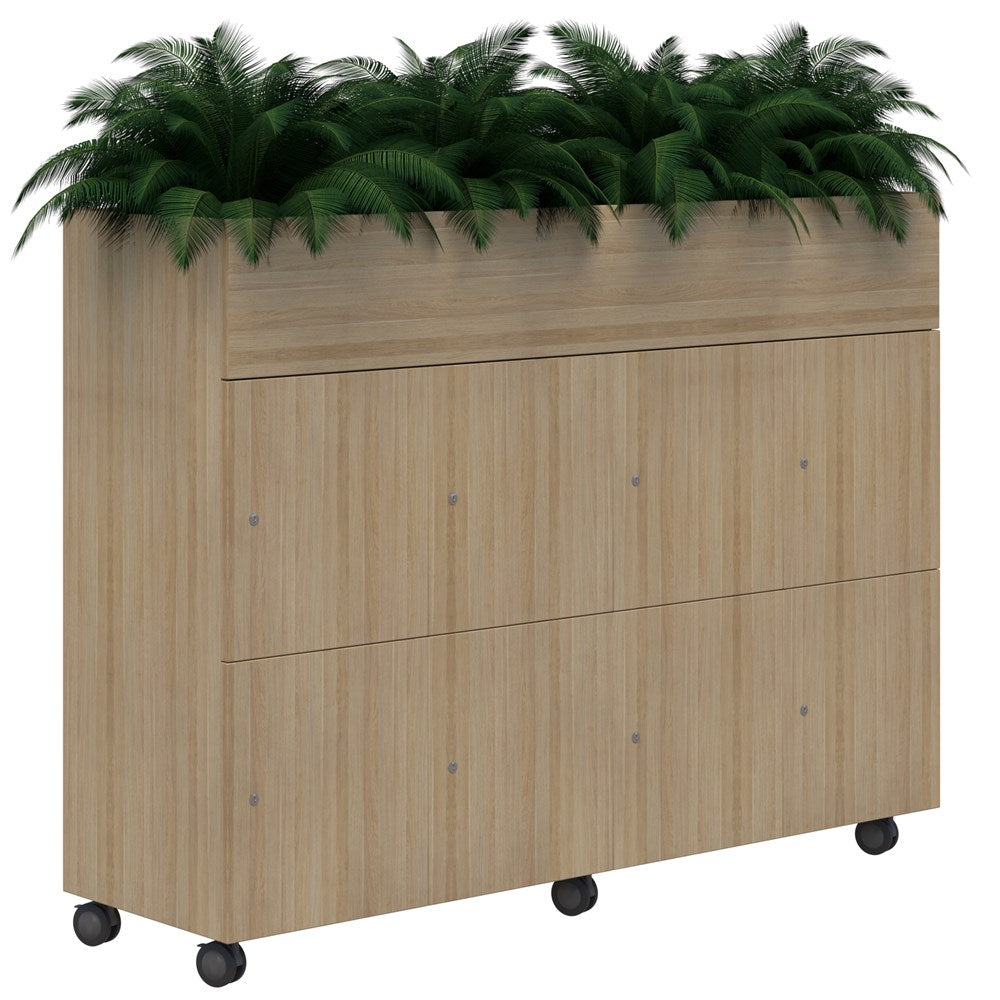 Mascot Mobile Planter Lockers-Storage-Classic Oak-Keyed Locking-Commercial Traders - Office Furniture
