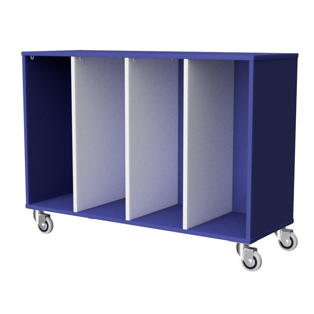 Tote Tray Storage Unit 4 Mobile-Education Furniture-Blue/White-Commercial Traders - Office Furniture