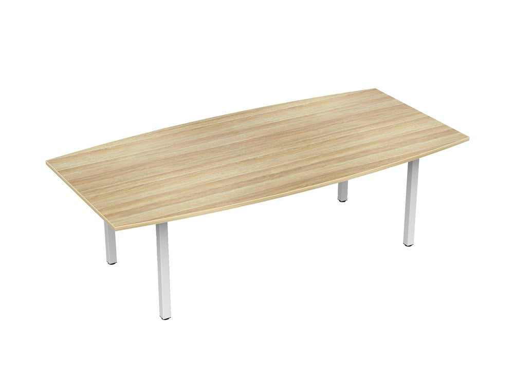 Cubit Boardroom Table and Flex Chair Package-Meeting Room Furniture-Atlantic Oak-White Leg-Commercial Traders - Office Furniture