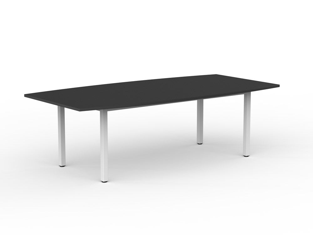 Cubit Boardroom Table and Flex Chair Package-Meeting Room Furniture-Black-White Leg-Commercial Traders - Office Furniture