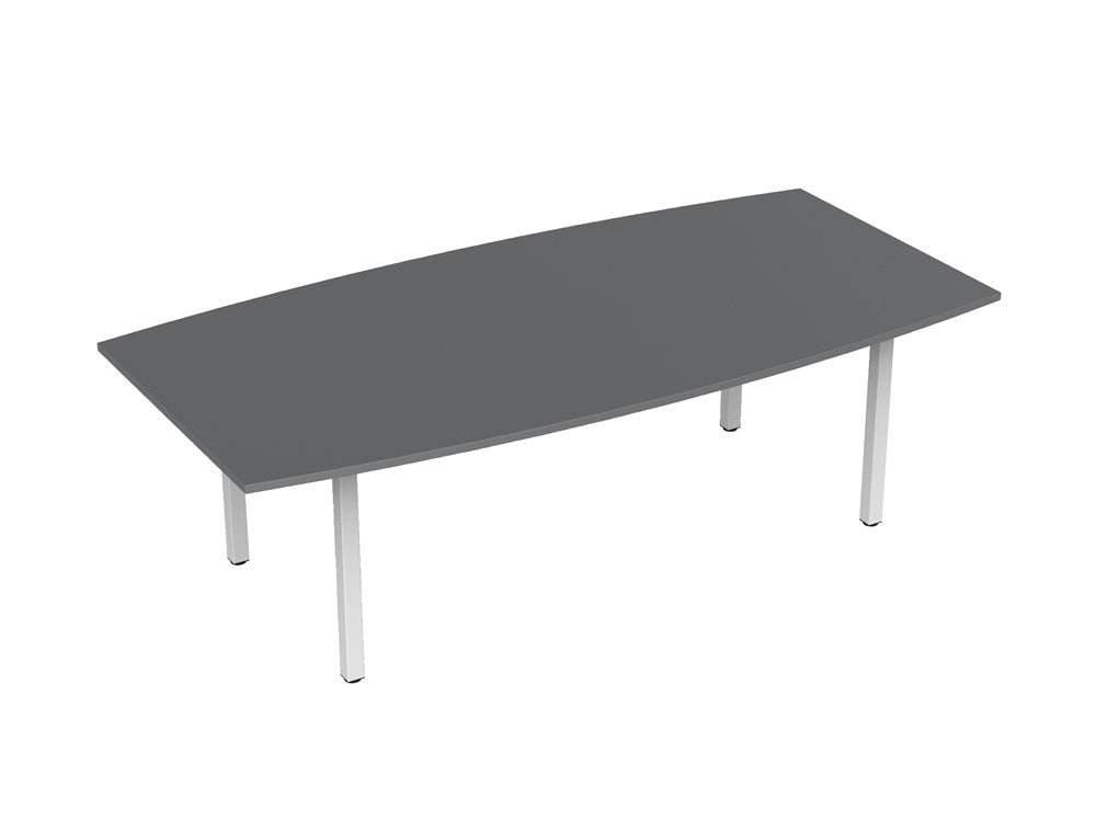 Cubit Boardroom Table and Flex Chair Package-Meeting Room Furniture-Silver Top-White Leg-Commercial Traders - Office Furniture