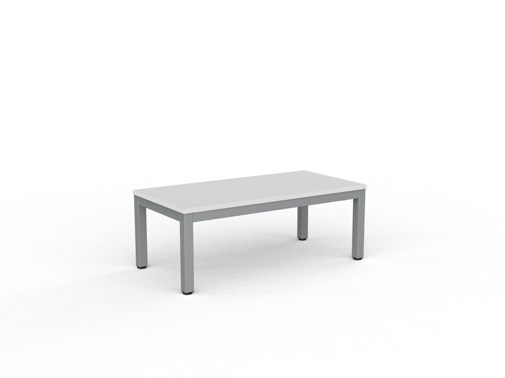 Cubit Coffee Table-Reception Furniture-1200L x 600W-White-Silver-Commercial Traders - Office Furniture