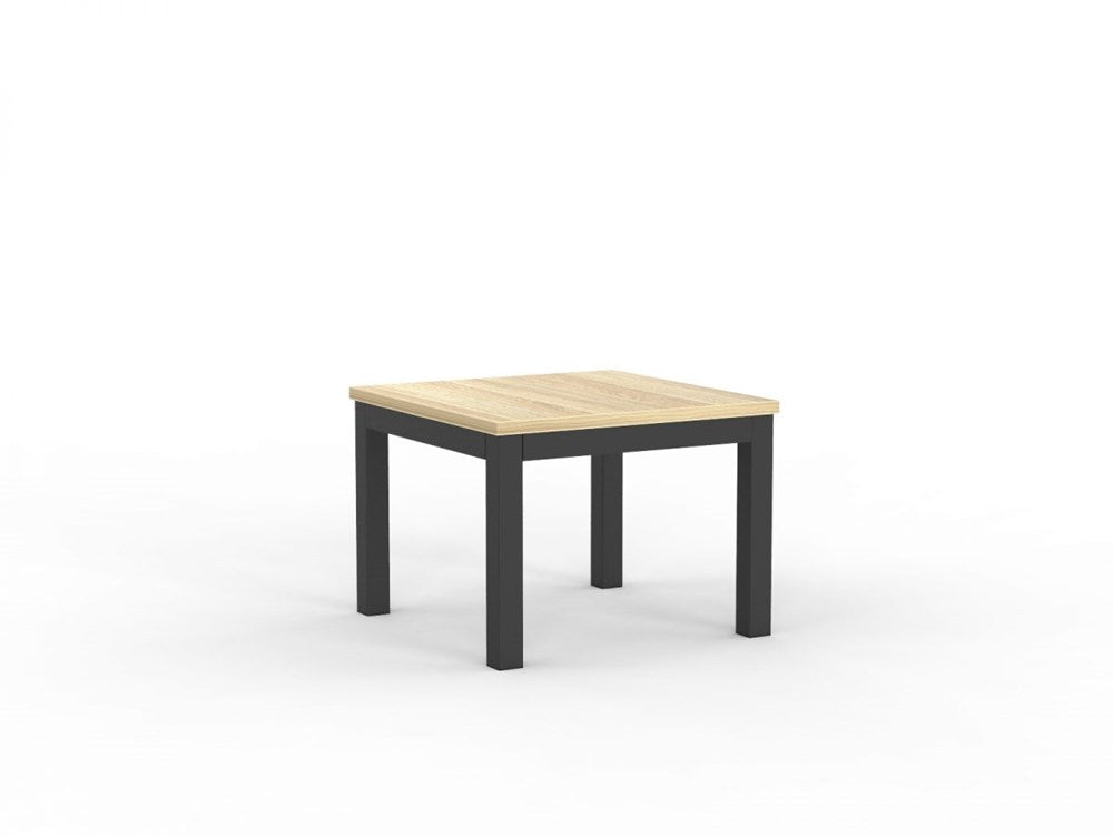Cubit Coffee Table-Reception Furniture-600L x 600W-Atlantic Oak-Black-Commercial Traders - Office Furniture