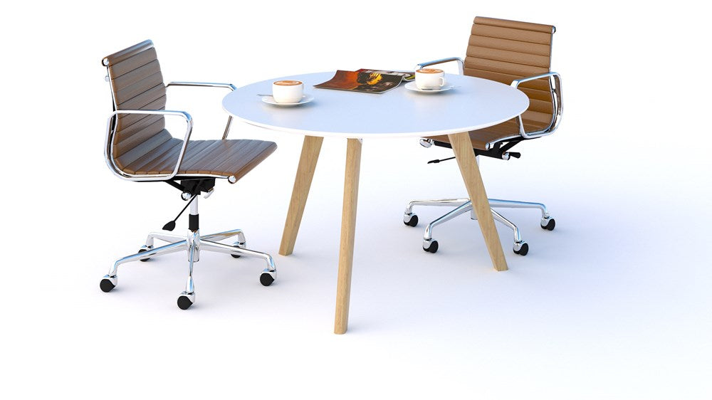 Oslo Meeting Table 4 Leg (Round) - Melteca-Meeting Room Furniture-1200-White-Nationwide Delivery-Commercial Traders - Office Furniture