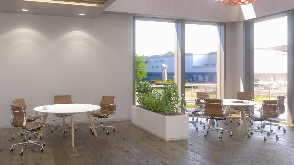 Oslo Meeting Table 4 Leg (Round) - Melteca-Meeting Room Furniture-1200-White-Nationwide Delivery-Commercial Traders - Office Furniture